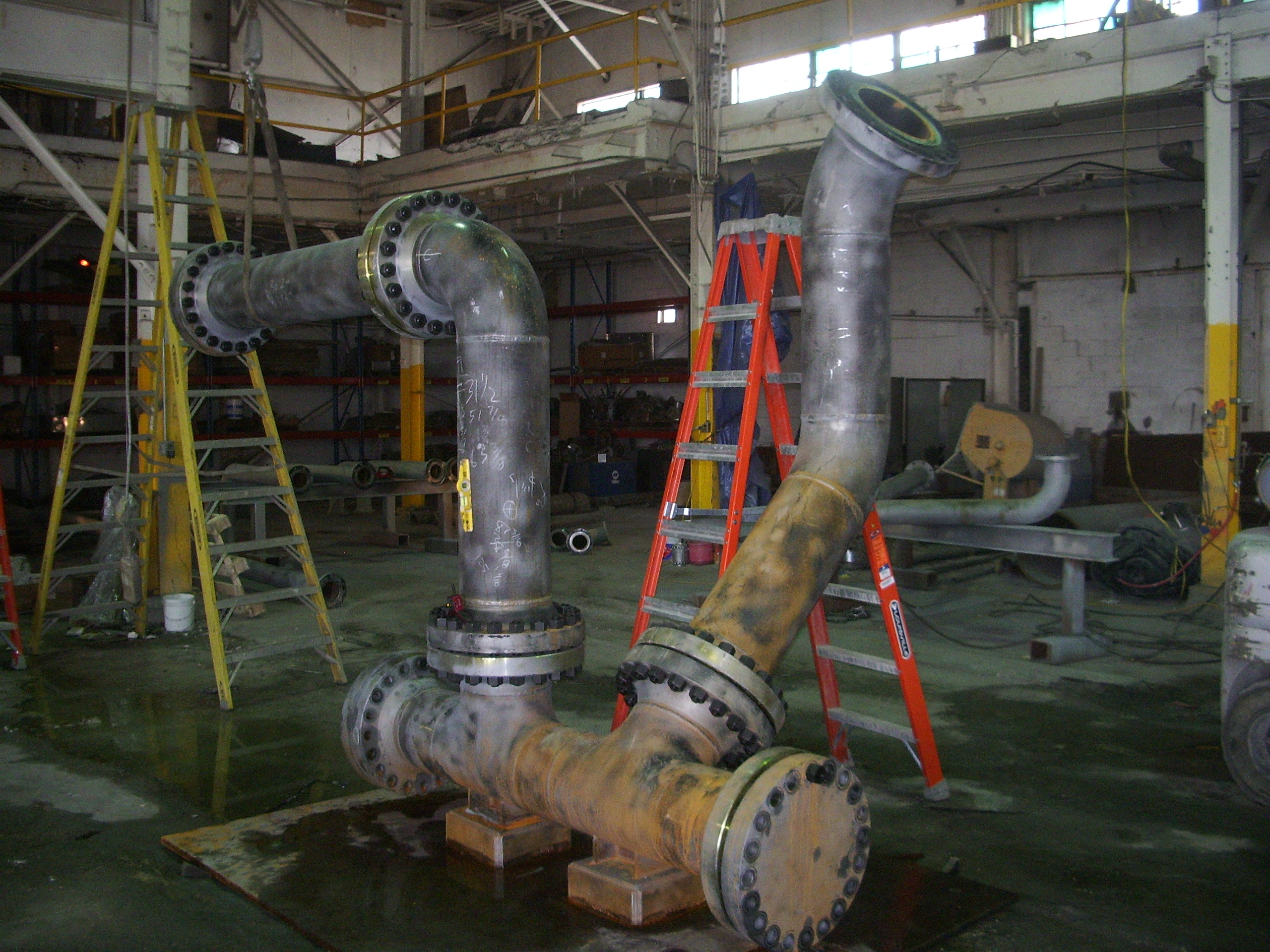 The main pipe following a 3,500psi hydro test