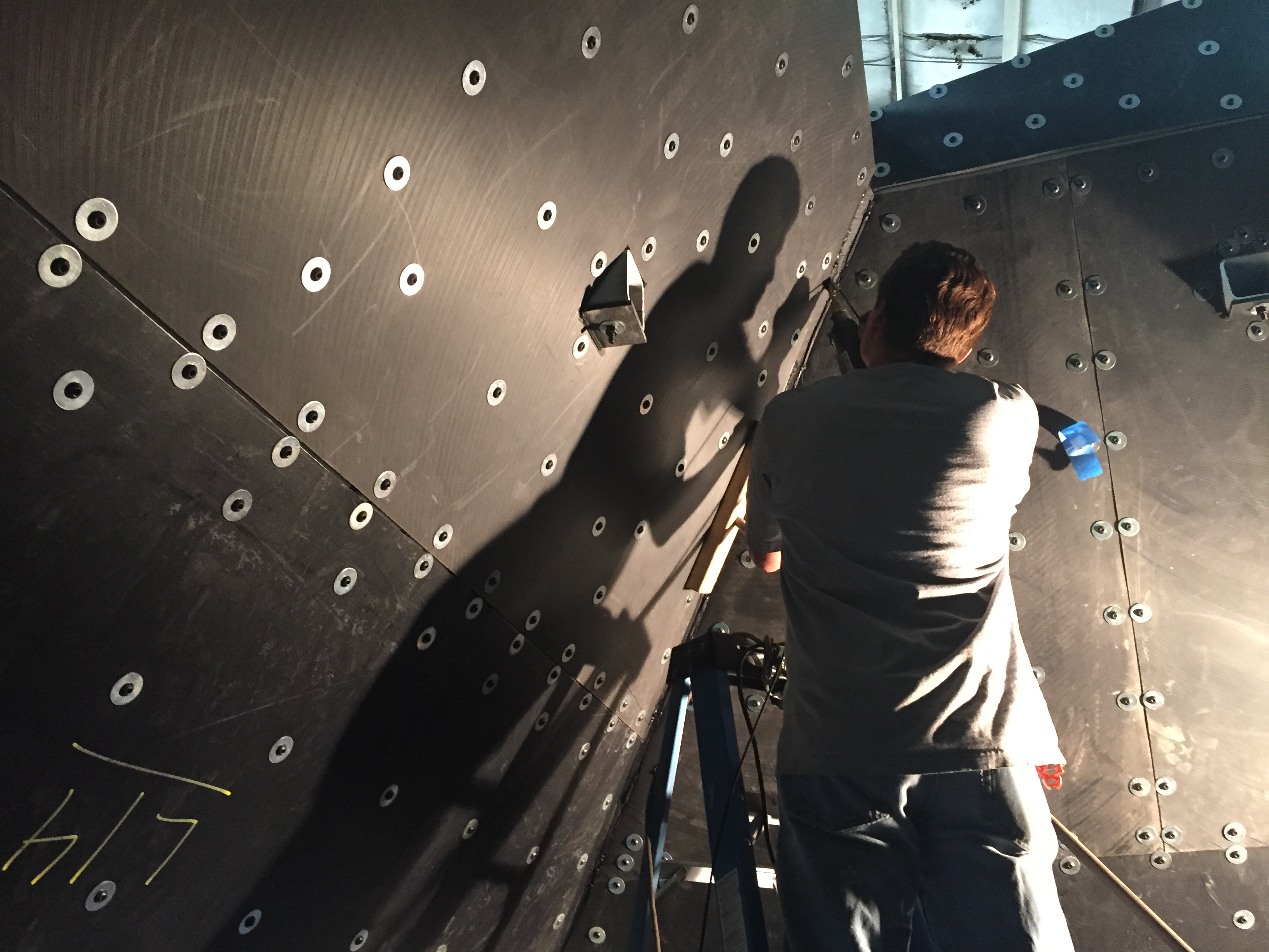 3/8" Recycled UHMW Bolted Liners being welded at the corners